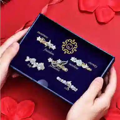 妖娆猫 浪漫唯美高端侧边一字夹发饰 合金 发夹 女款