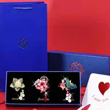 妖娆猫 新中式琉璃弹力绳花朵套装三件套后脑勺皮筋 高级感创意实用儿童 头绳 女款