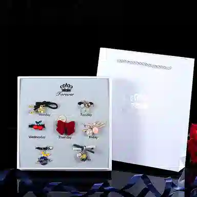 妖娆猫 一周星期头绳发圈套装礼盒国风高级感皮筋发绳扎头发头饰 发饰 女款