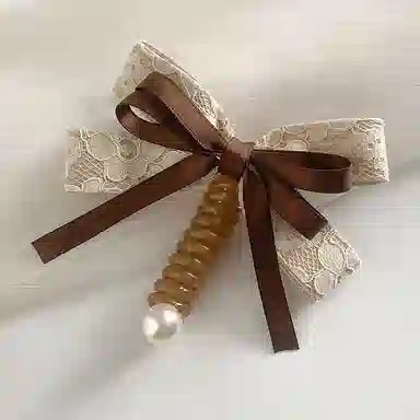 妖娆猫 气质泡泡辫编发头绳蝴蝶结飘带直条电话线优雅高马尾发饰 发圈 女款