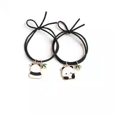 妖娆猫 可爱卡通熊猫发圈女后脑勺头绳橡皮筋绑头发发绳 发饰 女款