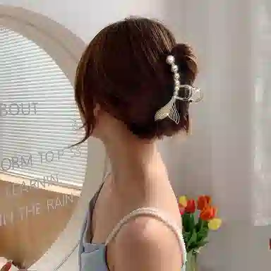 妖娆猫 小清新花朵蝴蝶鱼尾 头饰 高端发卡 鲨鱼夹 后脑勺高级感发饰套装 发夹 女款