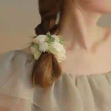 妖娆猫 超仙球花网纱绿叶高级感精致 发圈 女款