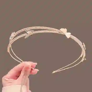 妖娆猫 森系双层蝴蝶交叉发卡精致高级感百搭外出压发头饰 发箍 女款