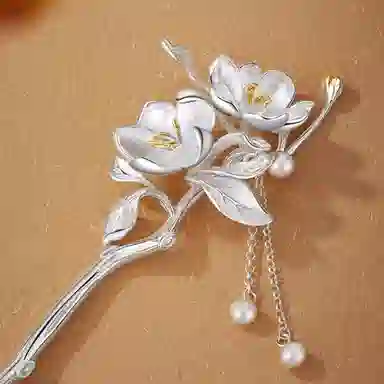 妖娆猫 新中式海棠花古风高级感流苏步摇发钗簪子头饰中国风汉服马面裙盘发发饰 发簪 女款