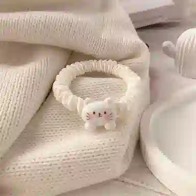 妖娆猫 可爱卡通小猫咪少女心高弹力头绳不伤发气质发饰两件套头饰儿童学生日常发饰 发圈 女款