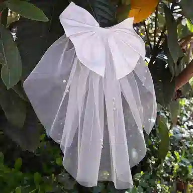 妖娆猫 甜美气质遮面纱蝴蝶结发夹 短发散发短头纱新娘结婚领证婚纱礼服配饰跟妆造型头饰品 头纱 女款