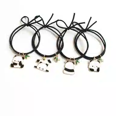 妖娆猫 可爱卡通熊猫发圈女后脑勺头绳橡皮筋绑头发发绳 发饰 女款