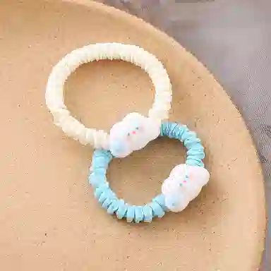 妖娆猫 网红无语可爱云朵扎头发绳卡通简约小肠圈发饰两件套 发圈头绳 女款