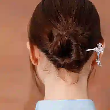 妖娆猫 新中式蝴蝶古风足银发簪女国风流苏步摇盘发头饰汉服旗袍古装发钗簪子高级感礼品女生妈妈 发饰 女款