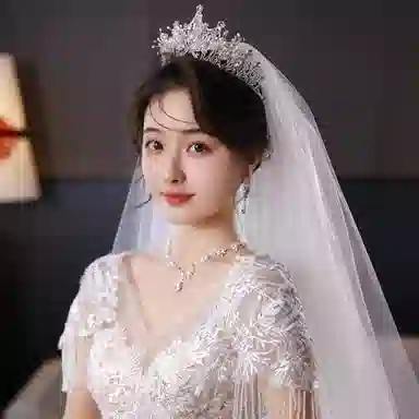 妖娆猫 新娘领证皇冠头箍求婚结婚拍照道具超仙白色婚纱 合金 发饰 女款