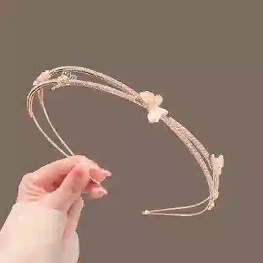 妖娆猫 森系双层蝴蝶交叉发卡精致高级感百搭外出压发头饰 发箍 女款