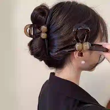 妖娆猫 气质水钻亚克力套装后脑勺盘发鲨鱼夹高级感高端 发夹 女款