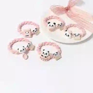 妖娆猫 甜美粉色系小熊猫可爱卡通扎头发高马尾 发圈 女款