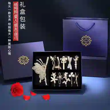 妖娆猫 蝴蝶抓夹后脑勺头饰高端发卡大号夹子网盘发鲨鱼夹发饰套装 合金 发夹 女款