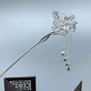 妖娆猫 新中式蝴蝶古风足银发簪女国风流苏步摇盘发头饰汉服旗袍古装发钗簪子高级感礼品女生妈妈 发饰 女款