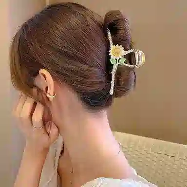 妖娆猫 蝴蝶花朵高端网红鲨鱼后脑勺高级感礼盒 合金 发夹 女款