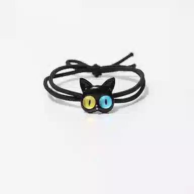 妖娆猫 可爱双色大眼猫咪个性搞怪异瞳猫猫小皮筋发饰卡通简约百搭两件套 发圈头绳 女款