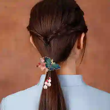 妖娆猫 古风星期套装日常通勤发饰高级感发饰扎马尾小皮筋头花优雅时尚造型金属蝶恋花发圈三件套 合金 头绳 女款