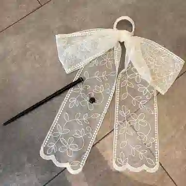 妖娆猫 温柔少女蕾丝花边蝴蝶结发饰女后脑勺盘发半扎发头饰发钗高级感飘带配饰古风马面裙汉服簪子新中式 发簪 女款