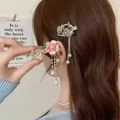 妖娆猫 优雅古风花朵流苏礼盒 合金 发夹 女款