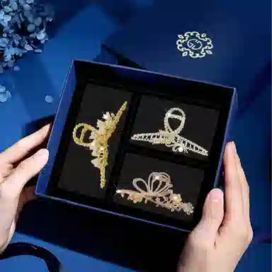 妖娆猫 麦穗款后脑勺盘发气质鲨鱼夹高级感礼盒装 合金 发夹 女款