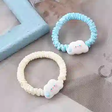 妖娆猫 网红无语可爱云朵扎头发绳卡通简约小肠圈发饰两件套 发圈头绳 女款