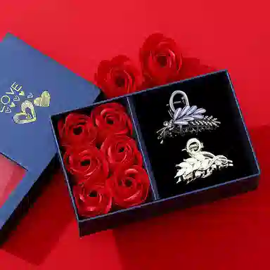 妖娆猫 新中式郁金香麦穗高端抓夹发卡 鲨鱼夹女后脑勺高级感 套装礼盒 实用礼盒装 发夹 女款