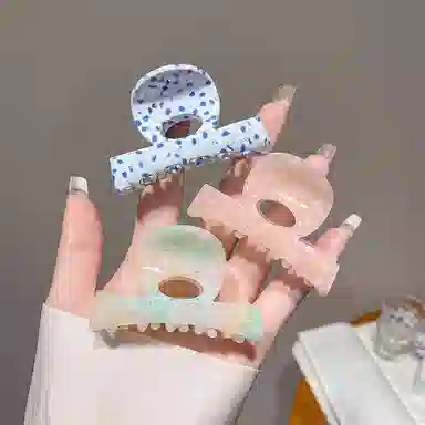 妖娆猫 网红同款半扎马尾后脑勺高级感鲨鱼夹可爱碎花 发夹 女款