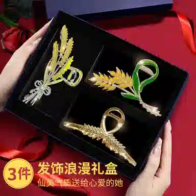 妖娆猫 麦穗蝴蝶铃兰花后脑勺高端大号网红爆款盘发鲨鱼套装 合金 发夹 女款