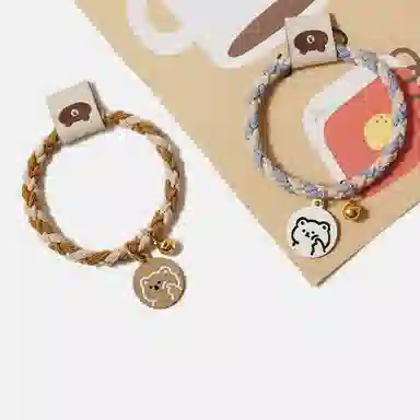 妖娆猫 编织麻花简笔小熊皮筋简约卡通萌物高级感甜美少女两件套 发圈 女款