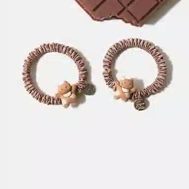 妖娆猫 卡通可爱花纹小猫咪小肠圈少女心简约扎头发两件套 发圈 女款