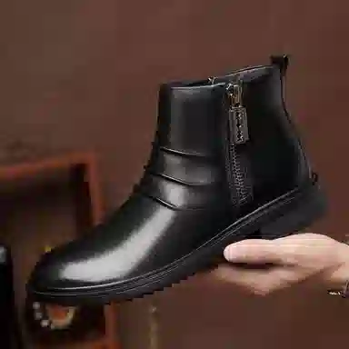 公牛雷霆 头层牛皮 舒适时尚简约 短靴 男女同款 黑色