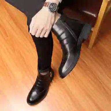 公牛雷霆 头层牛皮 舒适时尚简约 短靴 男女同款 黑色