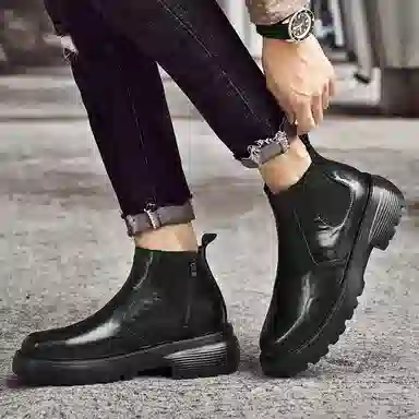 公牛雷霆 头层牛皮 潮流百搭简约舒适时尚 短靴 男款