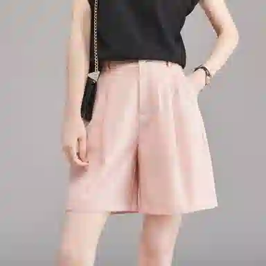 娅丽达 纯色直筒拉链五分休闲短裤 女款