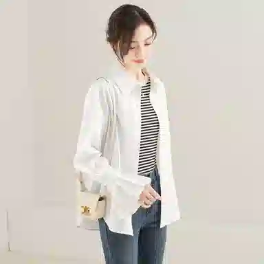 娅丽达 纯色简约百搭通勤长袖衬衫 女款 白色