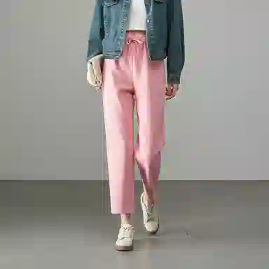 娅丽达 纯色松紧高腰宽松哈伦休闲裤 女款