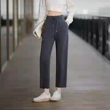 娅丽达 纯色松紧高腰宽松哈伦休闲裤 女款