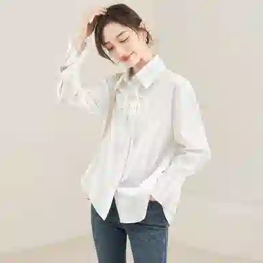 娅丽达 纯色简约百搭通勤长袖衬衫 女款 白色