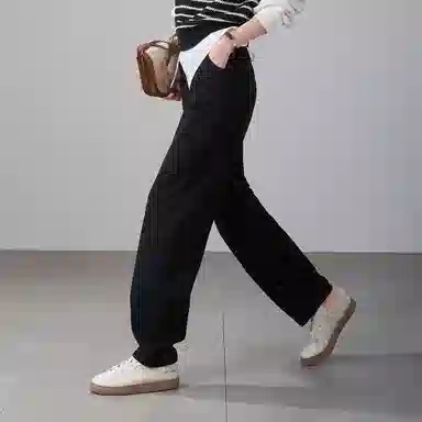 娅丽达 通勤高腰纯色哈伦裤休闲裤 女款 黑色