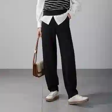 娅丽达 通勤高腰纯色哈伦裤休闲裤 女款 黑色