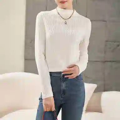 娅丽达 纯色高领修身打底长袖针织衫 女款