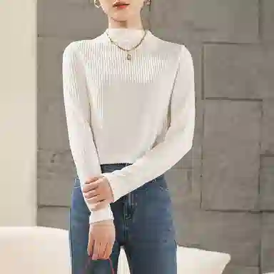 娅丽达 纯色高领修身打底长袖针织衫 女款