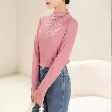 娅丽达 纯色高领修身打底长袖针织衫 女款