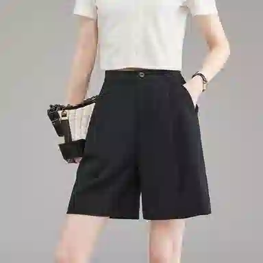 娅丽达 纯色直筒拉链五分休闲短裤 女款