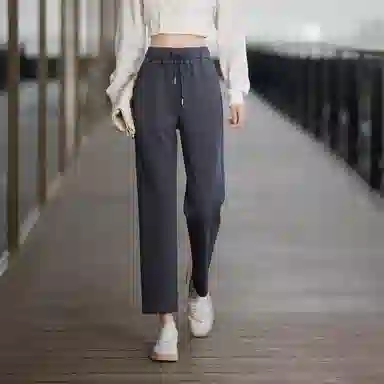 娅丽达 纯色松紧高腰宽松哈伦休闲裤 女款