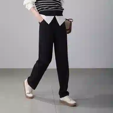 娅丽达 通勤高腰纯色哈伦裤休闲裤 女款 黑色