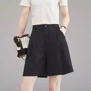 娅丽达 纯色直筒拉链五分休闲短裤 女款