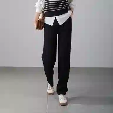 娅丽达 通勤高腰纯色哈伦裤休闲裤 女款 黑色